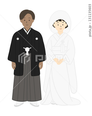 新郎新婦、結婚式、ブライダル、ウエディング、白無垢を着た男性、男女 131135603