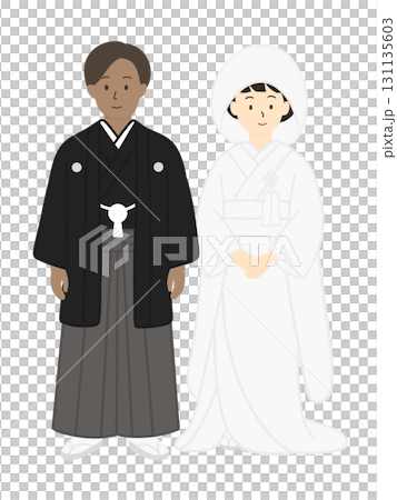 新郎新婦、結婚式、ブライダル、ウエディング、白無垢を着た男性、男女 131135603