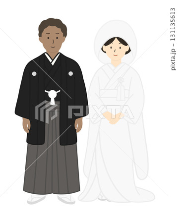 新郎新婦、結婚式、ブライダル、ウエディング、白無垢を着た男性、男女 131135613