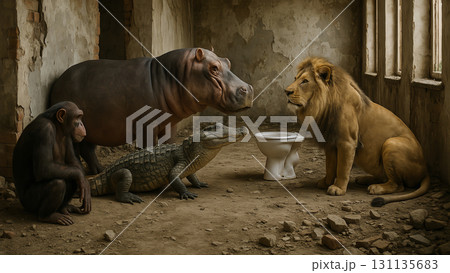 廃墟にトイレ!?“どうもう”と挨拶しワニ入れずいっトイレと言われた瞬間 131135683