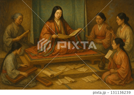 姫の優雅な日常とマルチタスク　平安幻想　Generative AI 131136239