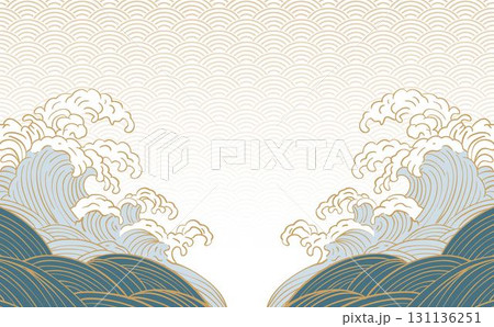 波 海のイラスト背景 波 海のイラスト背景 131136251