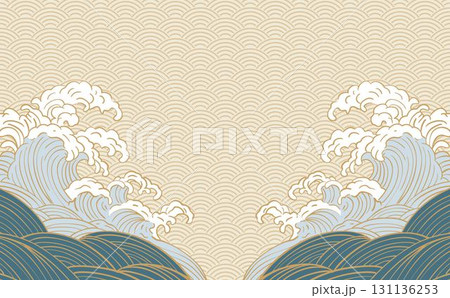 波　海のイラスト背景 131136253