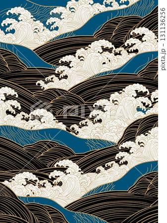 波　海のイラスト背景 131136256