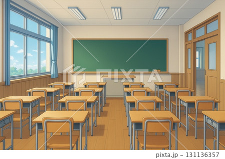 学校の教室イメージ　アニメ調 131136357