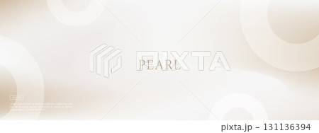 Minimalistic nacre and pearl banner illustration. Smooth pale cream gradient with sandy waves in ecru neutral tones. Vector background 131136394