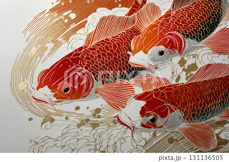 日本の心。錦鯉のテクスチャー 日本の心。錦鯉のテクスチャー 131136505