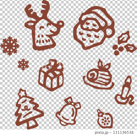 Christmas hand-drawn icon set. Line art illustrations of Santa, reindeer, presents, etc. Holiday, winter Christmas hand-drawn icon set. Line art illustrations of Santa, reindeer, presents, etc. Holiday, winter 131136538