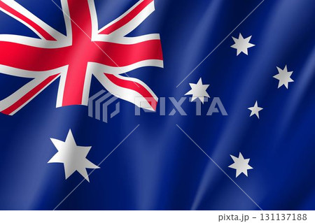 Australia national flag. Patriotic symbol in official country colors. Illustration of Oceania state flag. Vector realistic icon 131137188