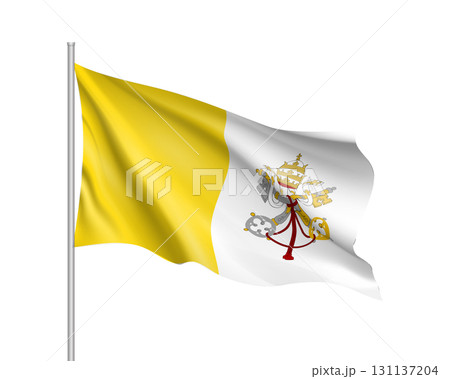 Flag of Vatican City State. Papal States - catholic country of Sounhern European. Holy See symbol. Vector icon illustration 131137204
