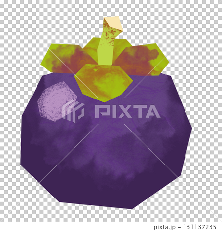 Paper-cutting style mangosteen 131137235
