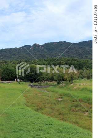 麓から見る金勝アルプスと岩場の風景 131137268
