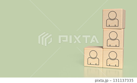 The Icon man on wood cube for Human Resources or Business concept 3d Rendering. 131137335