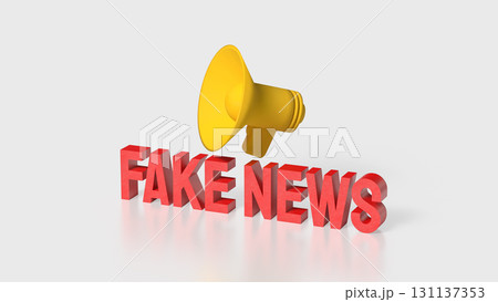 The Red Fake news and yellow megaphone image 3d Rendering. 131137353