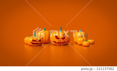 The Pumpkin Jack for Halloween or Holiday concept  3d Rendering. 131137362