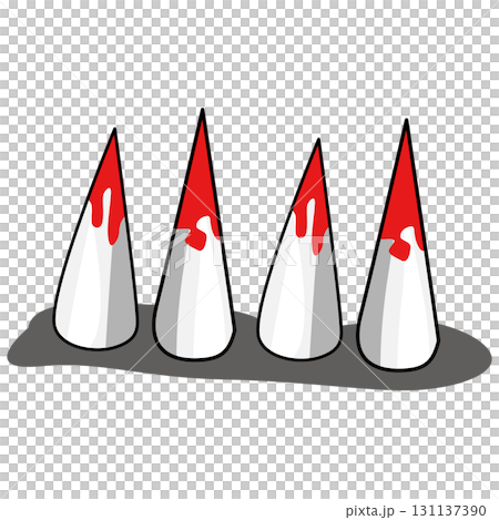 Illustration of Bloodied Spikes on Gray Surface 131137390