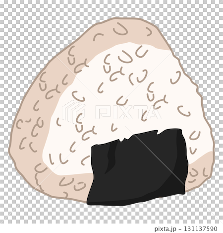 Illustration of Japanese Onigiri with Nori 131137590