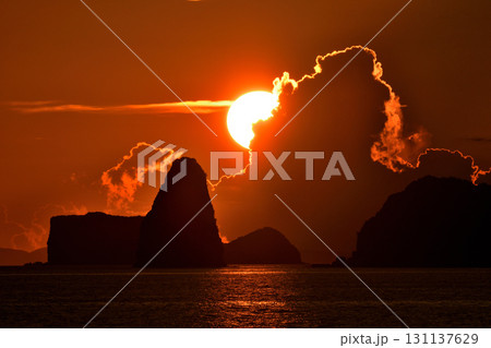 五島灘、角力灘、大角力の夕景 131137629