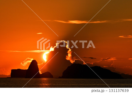 五島灘、角力灘、大角力の夕景 131137639