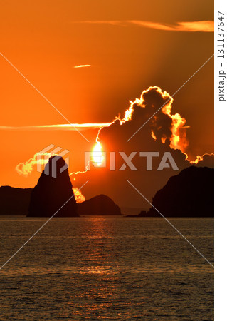 五島灘、角力灘、大角力の夕景 五島灘、角力灘、大角力の夕景 131137647