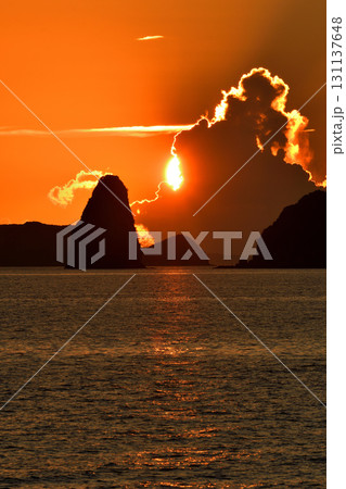 五島灘、角力灘、大角力の夕景 131137648