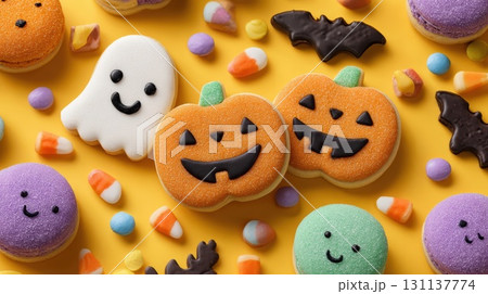 カラフルなハロウィンのクッキー 131137774