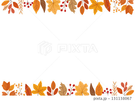 秋の落ち葉フレーム・紅葉デザイン背景素材 秋の落ち葉フレーム・紅葉デザイン背景素材 131138067