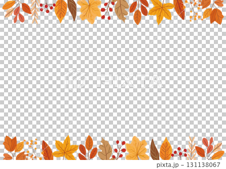 秋の落ち葉フレーム・紅葉デザイン背景素材 秋の落ち葉フレーム・紅葉デザイン背景素材 131138067