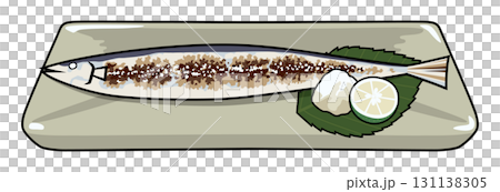 さんま（秋刀魚）のイラスト／秋の味覚（主線あり） 131138305