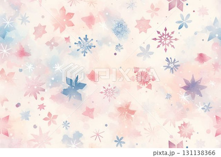 ピンクとブルーの淡い雪の結晶パターン 背景素材 ピンクとブルーの淡い雪の結晶パターン 背景素材 131138366