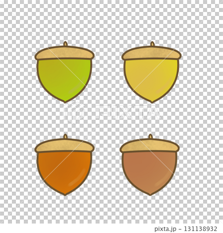 Cute acorns 4-color set illustration material 131138932