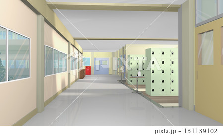 学校の玄関や職員室前を背景にするアニメーションに最適なイラスト 131139102