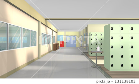 学校の玄関や職員室前を背景にするアニメーションに最適なイラスト 131139103