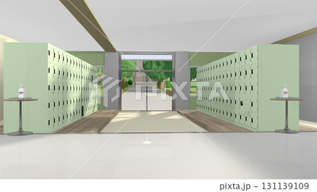 学校の玄関や職員室前を背景にするアニメーションに最適なイラスト 131139109