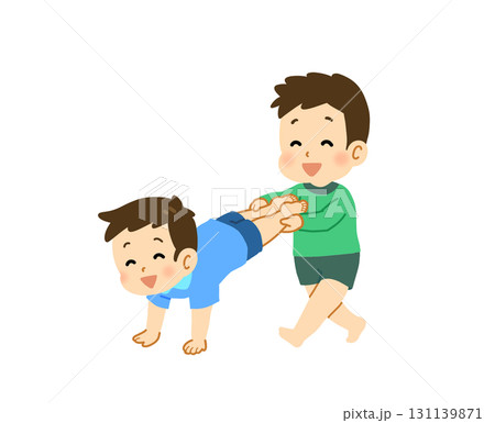 手押し車で歩く男の子のイラスト2 131139871