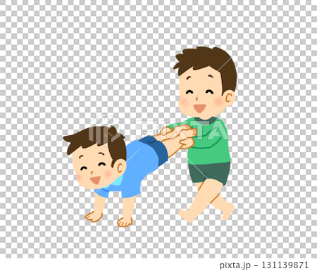 手押し車で歩く男の子のイラスト2 131139871