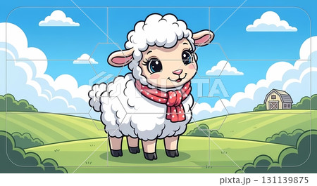 Cute Lamb Puzzle in a Sunny Farmland Cute Lamb Puzzle in a Sunny Farmland 131139875