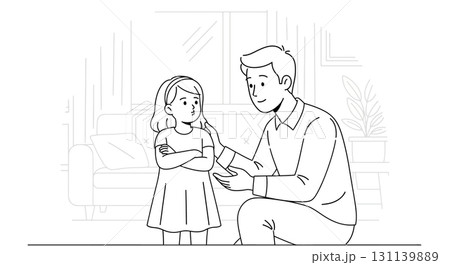 Father Comforting Upset Little Daughter at Home Father Comforting Upset Little Daughter at Home 131139889