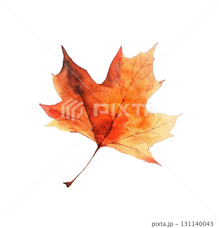 紅葉の葉 もみじ 黄色オレンジ赤 グラデーション PNG切り抜き 秋の季節素材 131140043