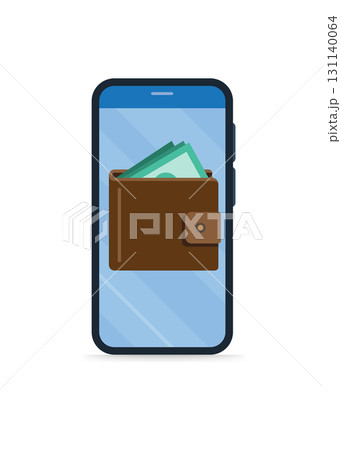 Smartphone screen with wallet and money on screen Smartphone screen with wallet and money on screen 131140064
