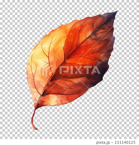 秋の落ち葉 リアル風イラスト PNG切り抜き 季節素材 131140125