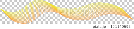 綺麗なライン線ウェーブ波のグラデーション素材背景　オレンジ黄色のシンプルなイラスト　ベクターpng透 131140692