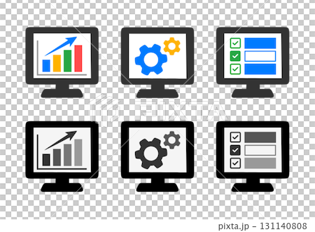 用於商務簡報的 6 個監視器圖示集 131140808