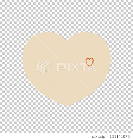 Hand-drawn heart - natural and gentle off-white x orange 131141079