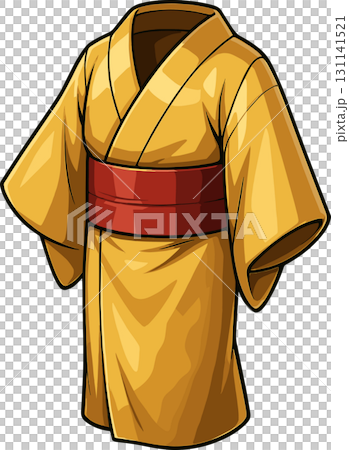 Illustration of a gold kimono Illustration of a gold kimono 131141521