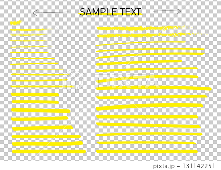 Yellow marker hand-drawn lines and arrows set illustration material Yellow marker hand-drawn lines and arrows set illustration material 131142251