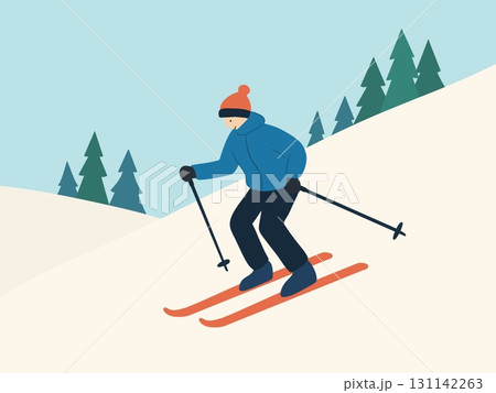 雪山でスキーをする人、ゲレンデ、スキー場、ウィンタースポーツ競技 雪山でスキーをする人、ゲレンデ、スキー場、ウィンタースポーツ競技 131142263