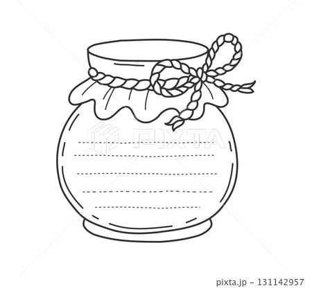 Jam glass jar or bottle kids memo note frame. Schedule linear vector frame, planner checklist template. Kid memo note outline coloring page or scrapbook diary with glass bottle with fabric cover Jam glass jar or bottle kids memo note frame. Schedule linear vector frame, planner checklist template. Kid memo note outline coloring page or scrapbook diary with glass bottle with fabric cover 131142957