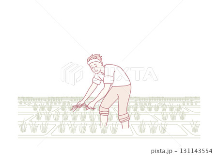 Male farmer working in field 131143554