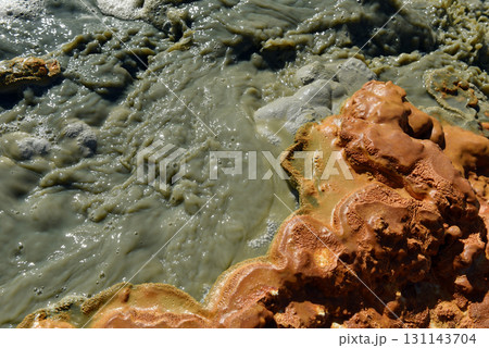 Toxic gold mining residual waters from gold mine flowing and polluting environment 131143704